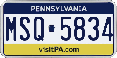 PA license plate MSQ5834