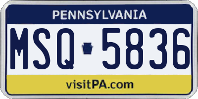 PA license plate MSQ5836
