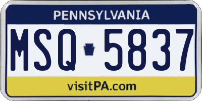 PA license plate MSQ5837