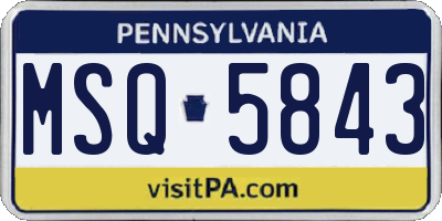 PA license plate MSQ5843