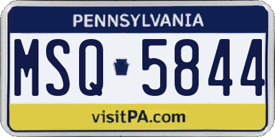 PA license plate MSQ5844
