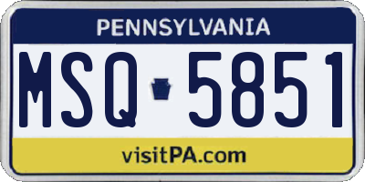 PA license plate MSQ5851