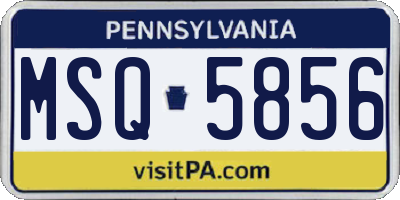 PA license plate MSQ5856