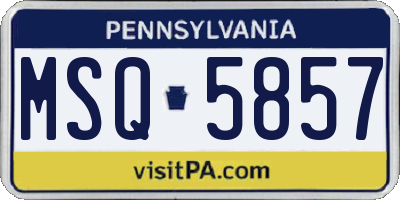 PA license plate MSQ5857