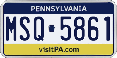 PA license plate MSQ5861