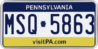 PA license plate MSQ5863