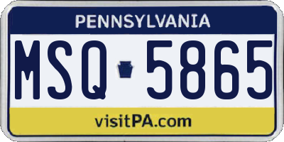 PA license plate MSQ5865