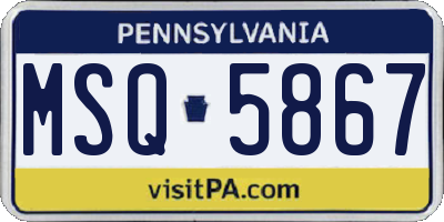 PA license plate MSQ5867