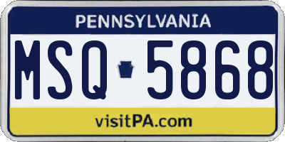 PA license plate MSQ5868