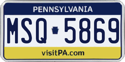 PA license plate MSQ5869