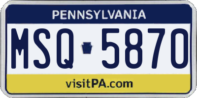 PA license plate MSQ5870