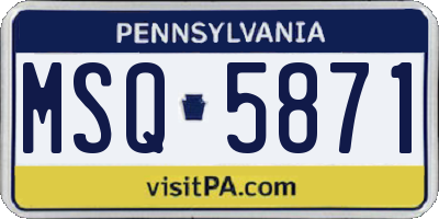 PA license plate MSQ5871