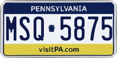 PA license plate MSQ5875