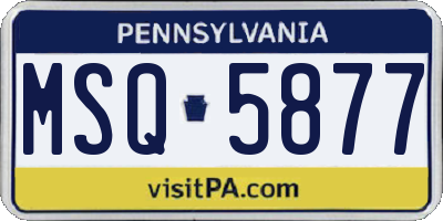 PA license plate MSQ5877