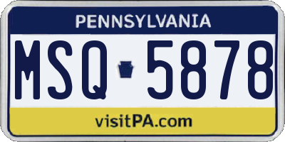 PA license plate MSQ5878
