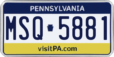 PA license plate MSQ5881
