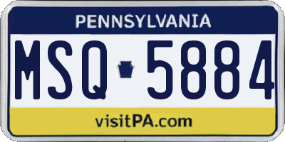 PA license plate MSQ5884