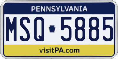 PA license plate MSQ5885