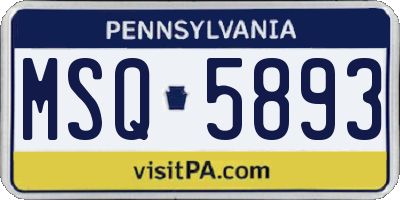 PA license plate MSQ5893
