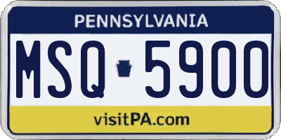 PA license plate MSQ5900