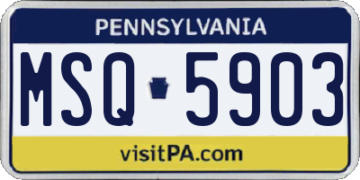 PA license plate MSQ5903