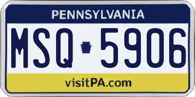 PA license plate MSQ5906