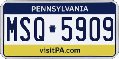 PA license plate MSQ5909