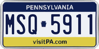 PA license plate MSQ5911