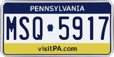PA license plate MSQ5917