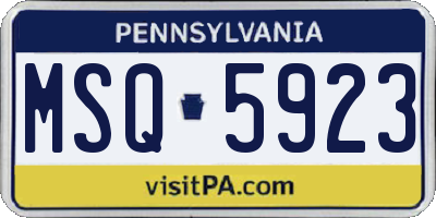 PA license plate MSQ5923