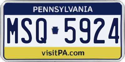 PA license plate MSQ5924