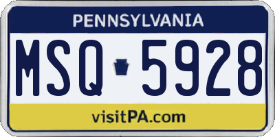 PA license plate MSQ5928