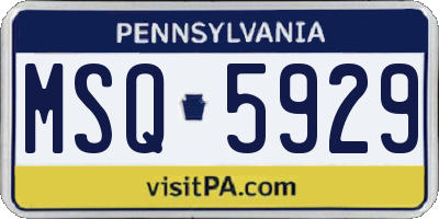 PA license plate MSQ5929