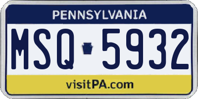 PA license plate MSQ5932
