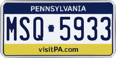 PA license plate MSQ5933