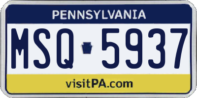PA license plate MSQ5937