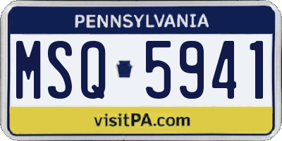 PA license plate MSQ5941