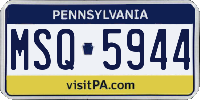 PA license plate MSQ5944