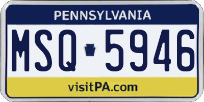 PA license plate MSQ5946