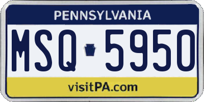 PA license plate MSQ5950