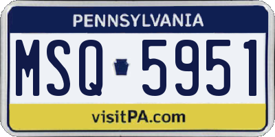 PA license plate MSQ5951