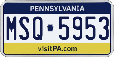 PA license plate MSQ5953