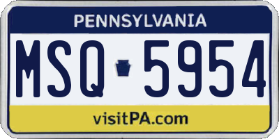 PA license plate MSQ5954