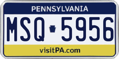 PA license plate MSQ5956