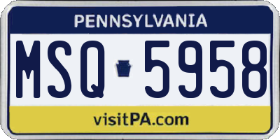 PA license plate MSQ5958