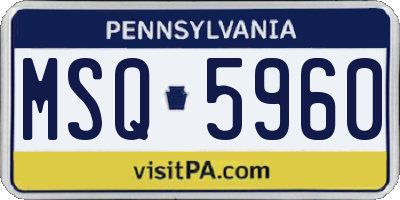 PA license plate MSQ5960