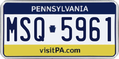 PA license plate MSQ5961