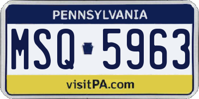 PA license plate MSQ5963