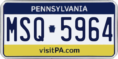 PA license plate MSQ5964
