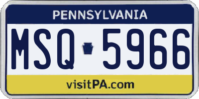 PA license plate MSQ5966